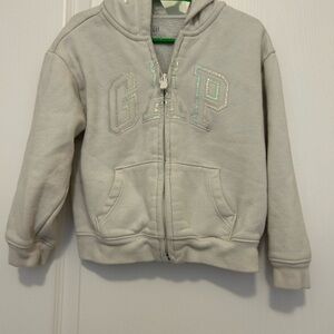 GAP Kids Light Gray Hoodie with Shimmering Logo